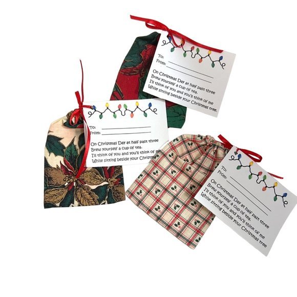 Handcrafted Christmas Fabric Gift Bags with Gift Tags - Picture 4 of 5